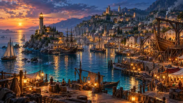 The harbor at dusk